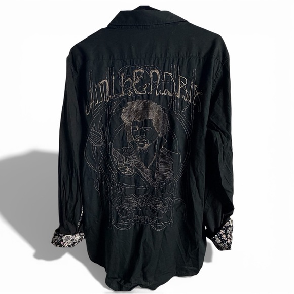 Purple Haze Properties Other - Jimi Hendrix Experience Purple Label Embroidered Button-Up Shirt Size L Black